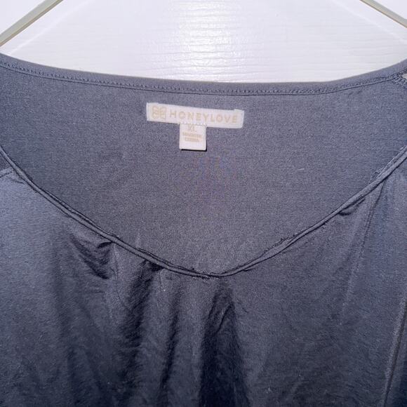 Honeylove Women’s Black Short Sleeve Tee V Neck Lounge Comfort Size XL - Picture 2 of 5